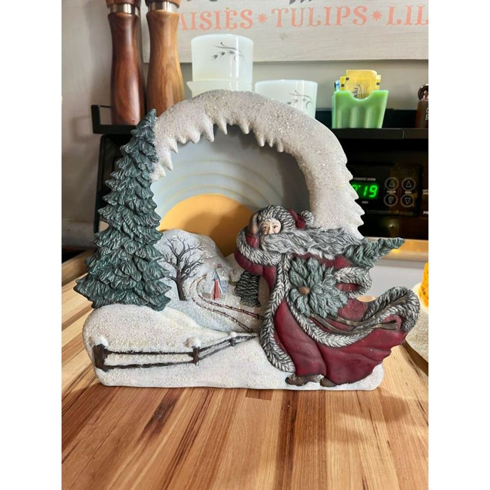 Three Dimensional Lighted Ceramic Christmas Santa